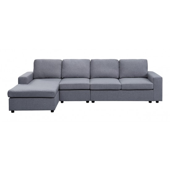 Dunlin Light Gray Linen Reversible Modular Sectional Sofa Chaise