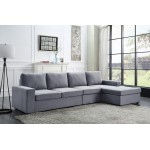 Dunlin Light Gray Linen Reversible Modular Sectional Sofa Chaise