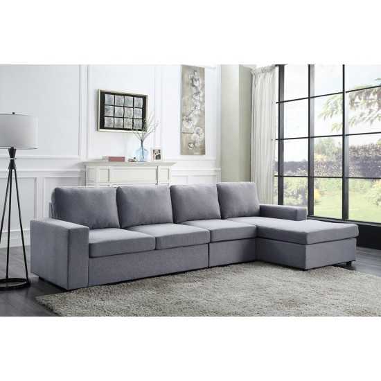 Dunlin Light Gray Linen Reversible Modular Sectional Sofa Chaise