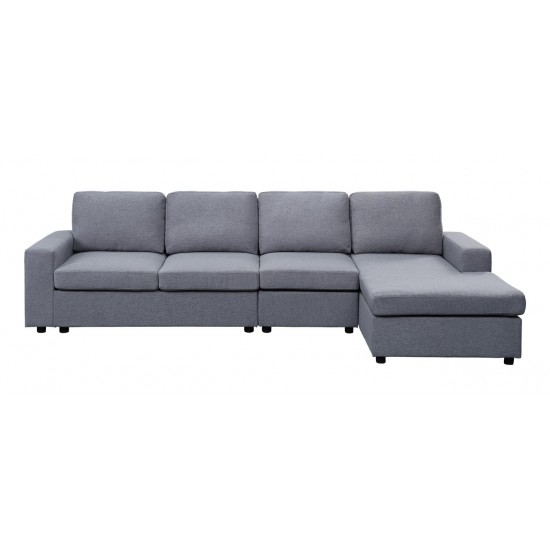 Dunlin Light Gray Linen Reversible Modular Sectional Sofa Chaise