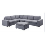 Bayside Light Gray Linen 7 Seat Reversible Modular Sectional Sofa