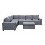 Bayside Light Gray Linen 7 Seat Reversible Modular Sectional Sofa