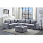 Bayside Light Gray Linen 7 Seat Reversible Modular Sectional Sofa