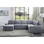 Warren Light Gray Linen 6 Seat Reversible Modular Sectional Sofa Chaise