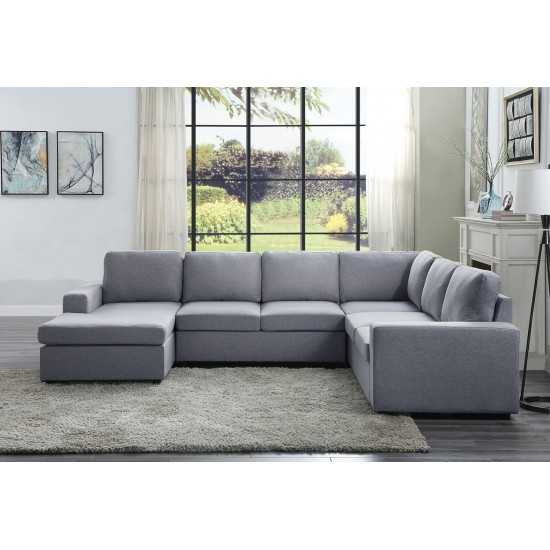 Warren Light Gray Linen 6 Seat Reversible Modular Sectional Sofa Chaise