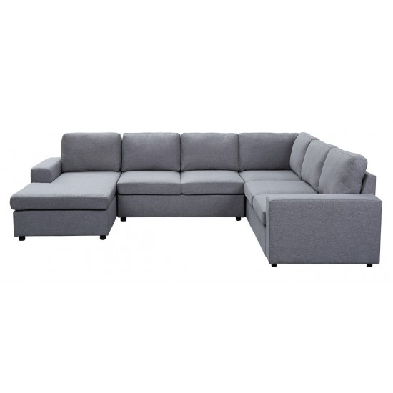 Warren Light Gray Linen 6 Seat Reversible Modular Sectional Sofa Chaise