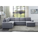 Warren Light Gray Linen 6 Seat Reversible Modular Sectional Sofa Chaise