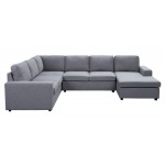 Warren Light Gray Linen 6 Seat Reversible Modular Sectional Sofa Chaise