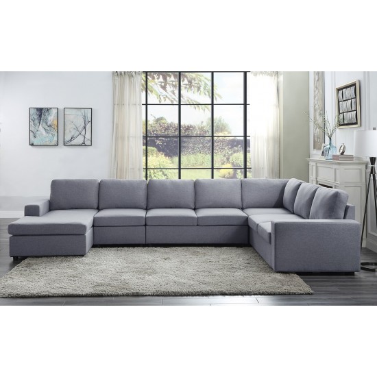 Tifton Light Gray Linen 7 Seat Reversible Modular Sectional Sofa Chaise