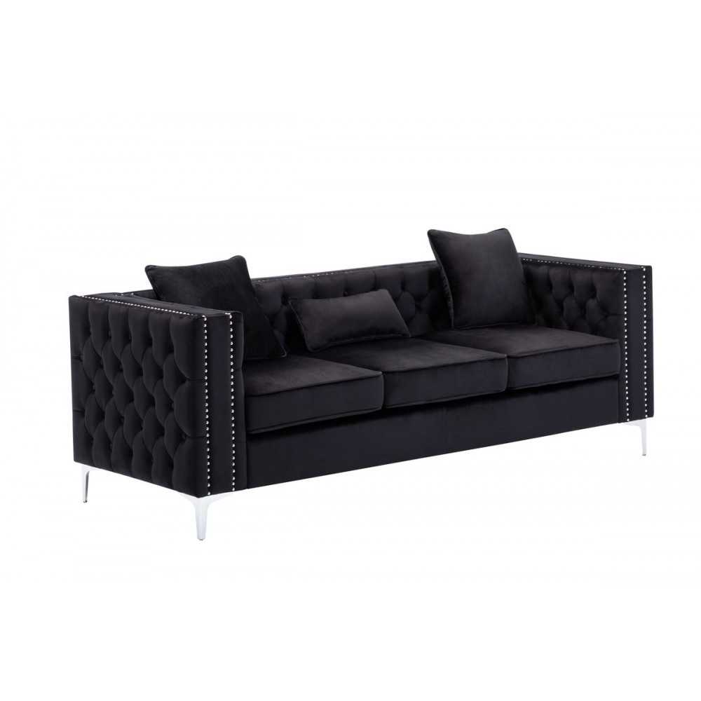 Lorreto Black Velvet Sofa