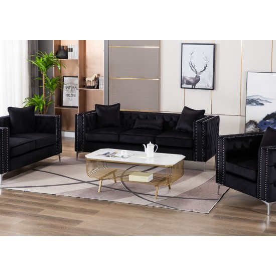 Lorreto Black Velvet Sofa