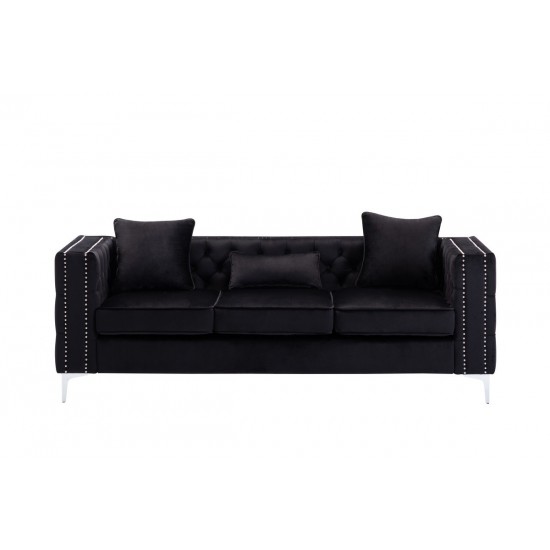 Lorreto Black Velvet Sofa