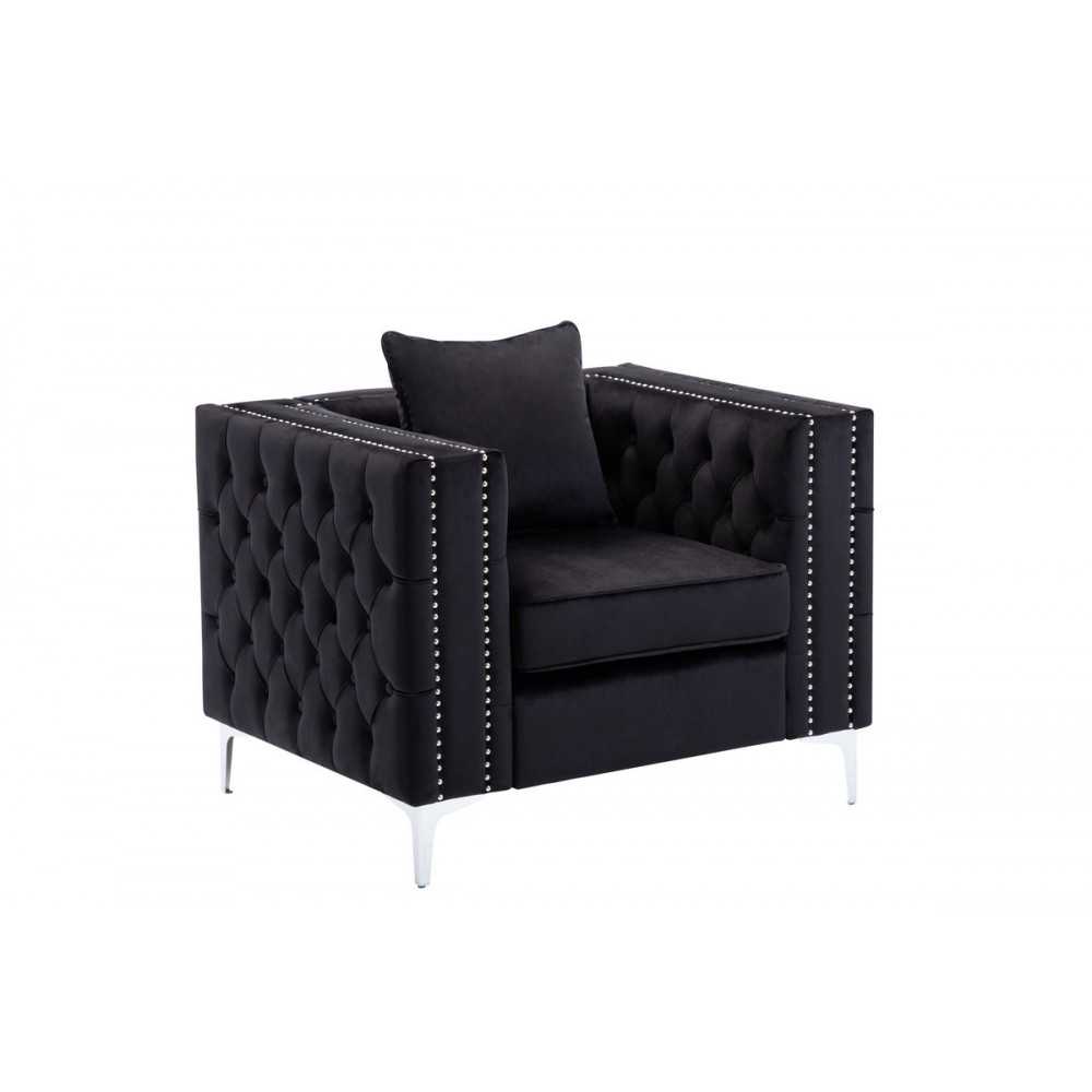 Lorreto Black Velvet Chair