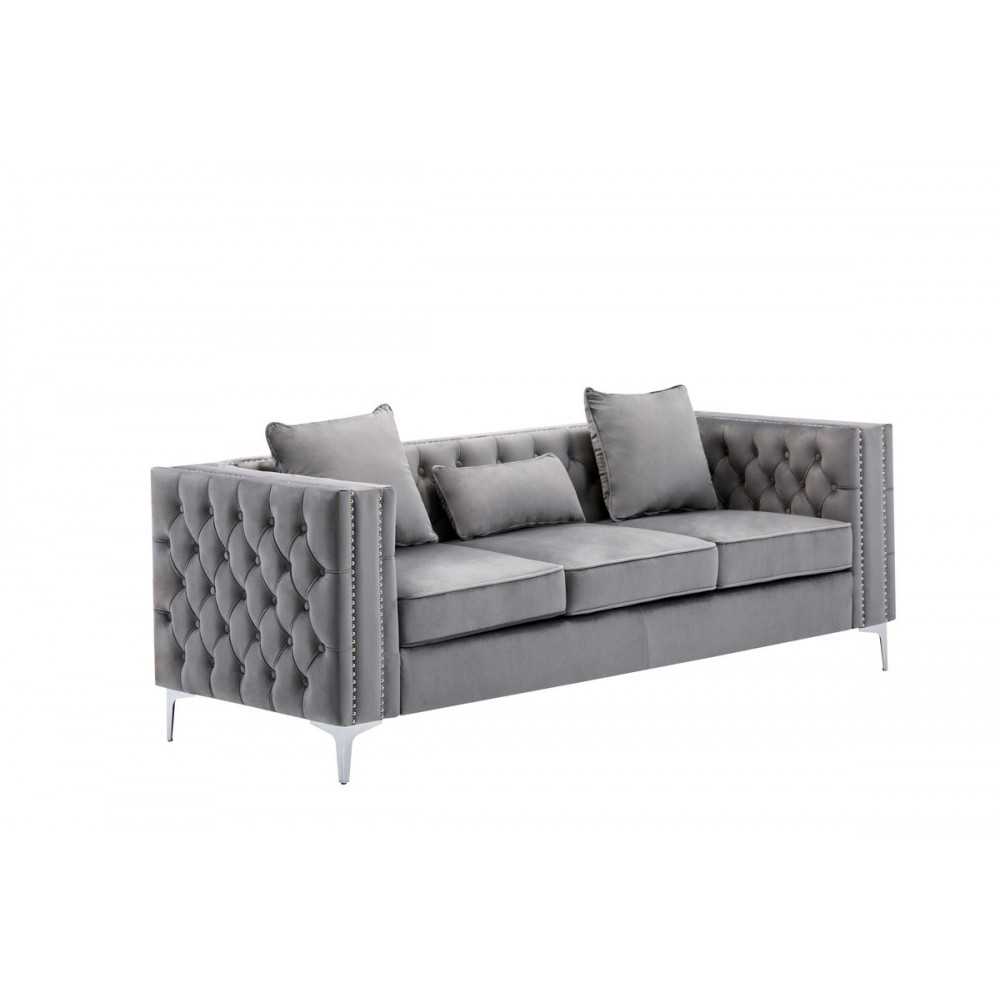 Lorreto Gray Velvet Sofa