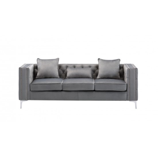 Lorreto Gray Velvet Sofa