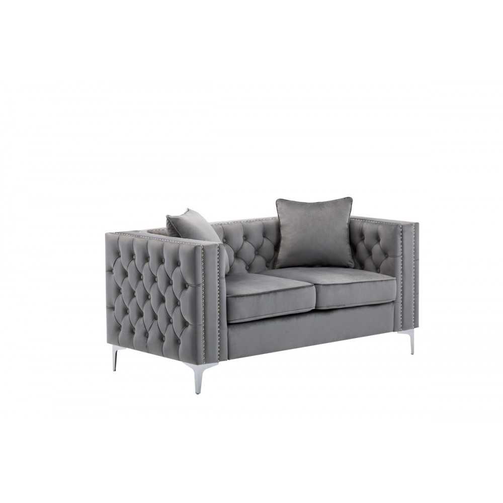 Lorreto Gray Velvet Loveseat