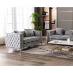 Lorreto Gray Velvet Loveseat