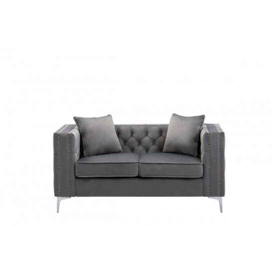 Lorreto Gray Velvet Loveseat