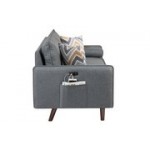 Mia Mid-Century Modern Gray Linen Sofa and Loveseat Living Room Set with USB Charging Ports & Pillows