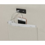 Abella Mid-Century Modern Beige Woven Fabric Sofa Couch with USB Charging Ports & Pillows