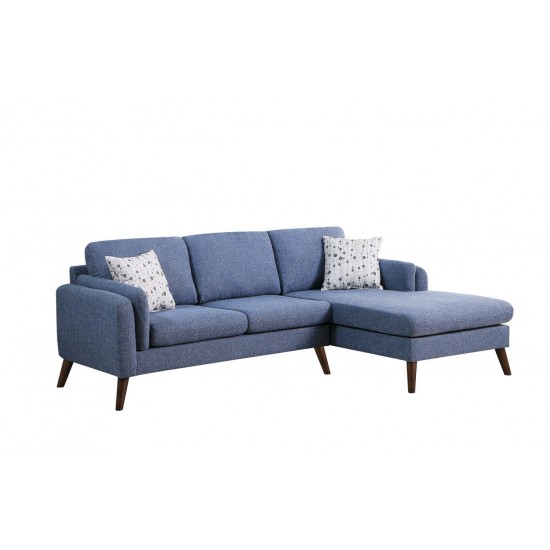 Founders Blue Fabric Sectional Sofa Chaise