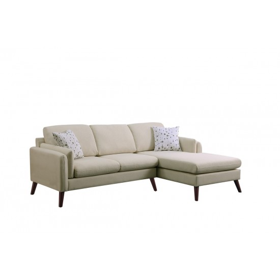 Founders Beige Cotton Blended Fabric Sectional Sofa Chaise