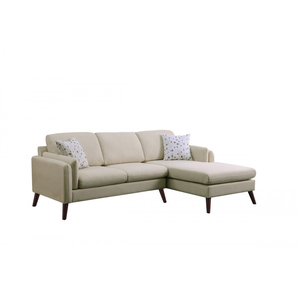 Founders Beige Cotton Blended Fabric Sectional Sofa Chaise Founders Beige Cotton Blended Fabric Sectional Sofa Chaise