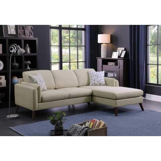 Founders Beige Cotton Blended Fabric Sectional Sofa Chaise