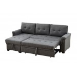 Lucca Dark Gray Linen Reversible Sleeper Sectional Sofa with Storage Chaise