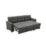 Lucca Gray Fabric Reversible Sectional Sleeper Sofa Chaise with Storage