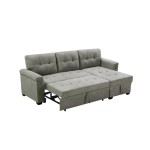 Lucca Light Gray Fabric Reversible Sectional Sleeper Sofa Chaise with Storage