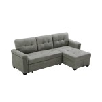 Lucca Light Gray Fabric Reversible Sectional Sleeper Sofa Chaise with Storage