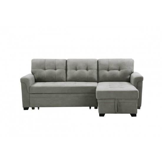 Lucca Light Gray Fabric Reversible Sectional Sleeper Sofa Chaise with Storage