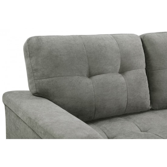 Lucca Light Gray Fabric Reversible Sectional Sleeper Sofa Chaise with Storage