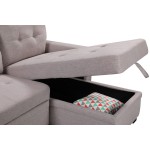 Ashlyn Light Gray Reversible Sleeper Sectional Sofa with Storage Chaise, USB Charging Ports and Pocket