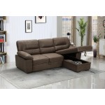 Kipling Saddle Brown Microfiber Reversible Sleeper Sectional Sofa Chaise