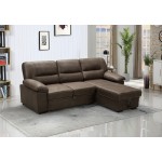 Kipling Saddle Brown Microfiber Reversible Sleeper Sectional Sofa Chaise