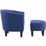 Camilla Blue Fabric Barrel Chair with Ottoman