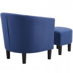 Camilla Blue Fabric Barrel Chair with Ottoman