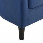 Camilla Blue Fabric Barrel Chair with Ottoman