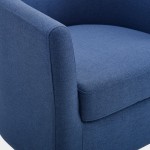 Camilla Blue Fabric Barrel Chair with Ottoman