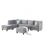 Zelmira Gray Velvet 7Pc Modular Sectional Sofa