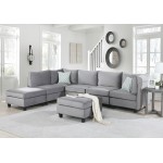 Zelmira Gray Velvet 7Pc Modular Sectional Sofa