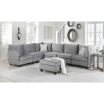 Simona Gray Velvet 7Pc Modular Sectional Sofa