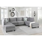 Zelmira Gray Velvet 8Pc Modular Sectional Sofa