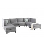 Zelmira Gray Velvet 8Pc Modular Sectional Sofa