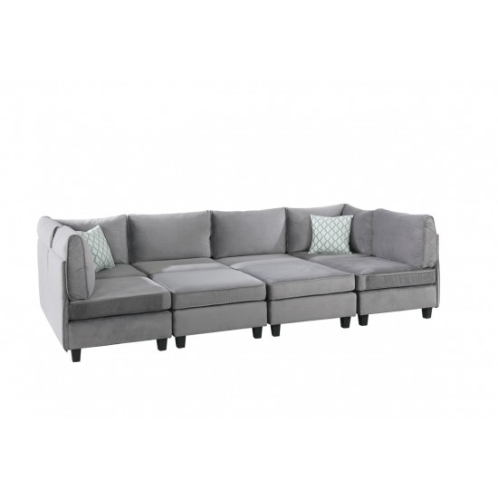 Zelmira Gray Velvet 8Pc Modular Sectional Sofa