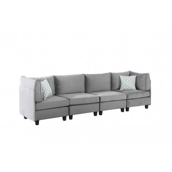 Zelmira Gray Velvet 6Pc Modular Sectional Sofa