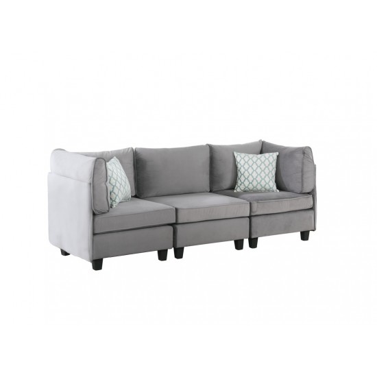 Zelmira Gray Velvet 6Pc Modular Sectional Sofa