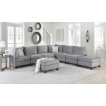 Simona Gray Velvet 8Pc Modular Sectional Sofa